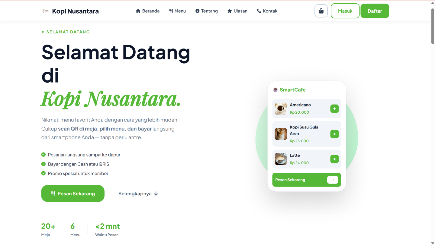 Screenshot Tampilan Menu Pelanggan