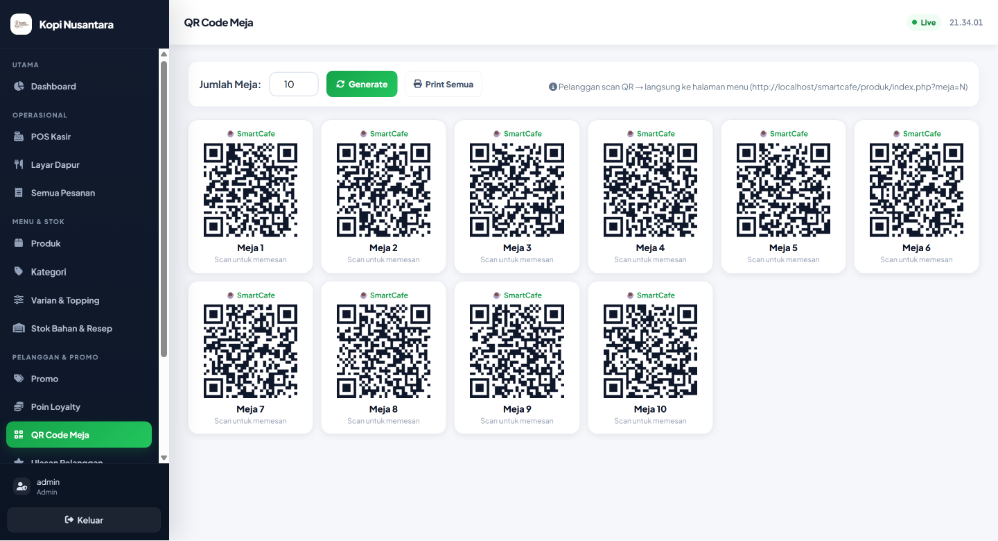 Screenshot QR Code Self-Ordering per Meja